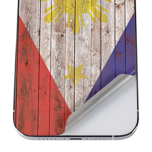Philippines Flag Dark Wood iPhone 12 Pro Skin